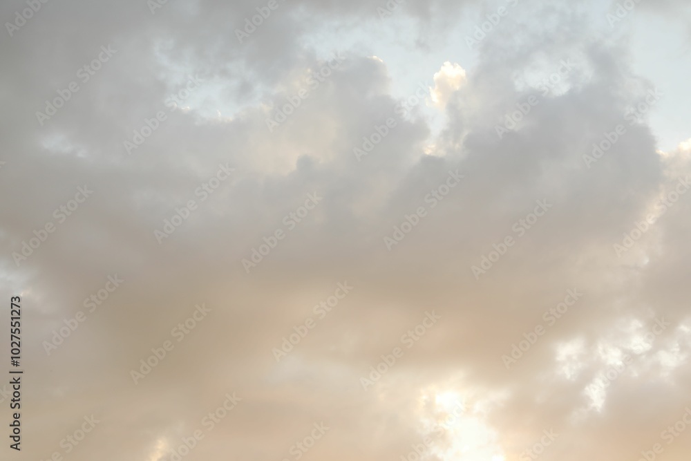 Wall mural beautiful view of sky with fluffy clouds