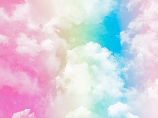 beauty sweet pastel blue and yellow colorful with fluffy clouds on sky. multi color rainbow image. abstract fantasy growing light