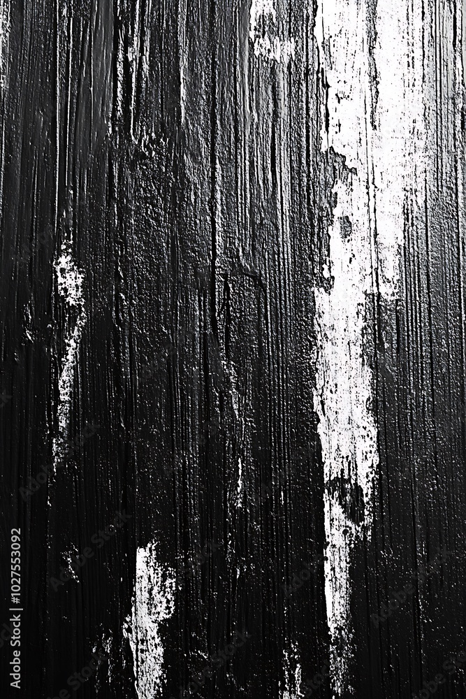 Poster Abstract black and white image with vertical lines, creating a textured appearance that evokes a sense of mystery and depth.