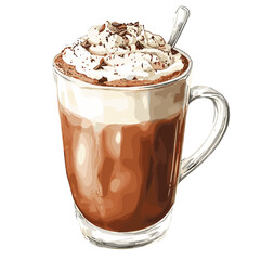 hot chocolate in watercolor illustration style, isolated vector on white background