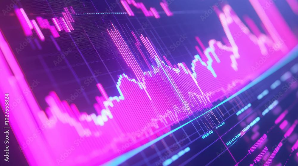 Poster financial growth insights, upward line graph illustrating financial progress on a digital screen, em