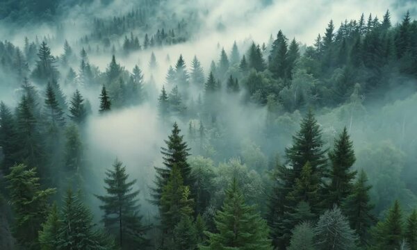 misty morning fog in the mountains