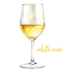 white wine in watercolor illustration style  isolated vector on white background