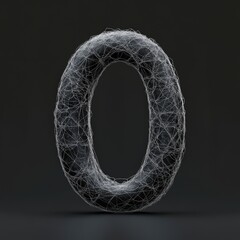 Fototapeta premium 3D number 0 with spider web texture realistic modern design, soft lighting, black background 
