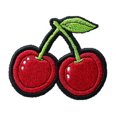 Cherry Design Embroidered Patch isolated on transparent background