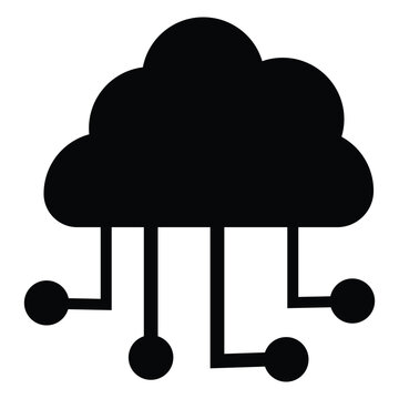 Network cloud icon, vector silhouette. Cloud computing icon. Data cloud, circuit board or electronic motherboard. Vector high-tech technology data. eps 10