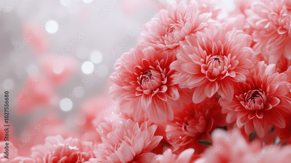 Poster deep red chrysanthemums in full bloom create a stunning visual tapestry in this enchanting garden se