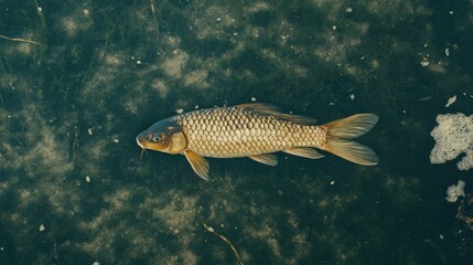 Fototapeta premium Golden Fish Swimming in Clear Water Surface