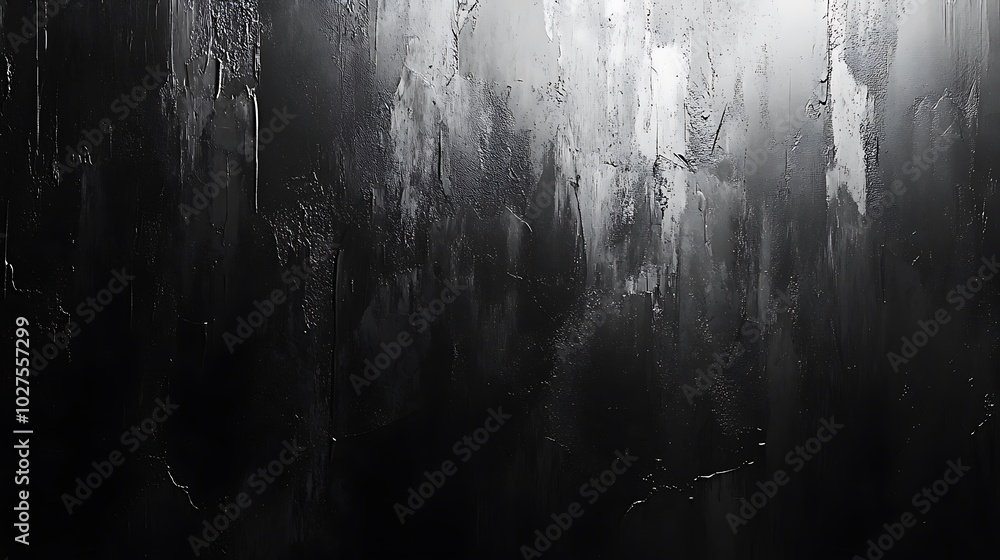 Poster A textured abstract design with shades of black and gray, featuring vertical streaks and droplets, creating a moody atmosphere.