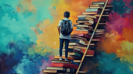 International Day of education background, the theme of the Earth, doctor's cap, books holiday publicity illustrations,AI generated.