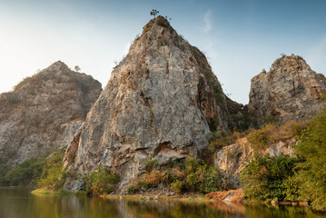 rock mountain or snake mountain in Ratchaburi, Thailand.