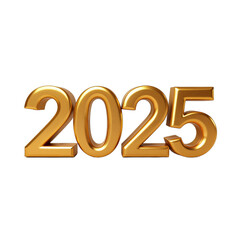 Golden 3D New Year Celebration with Metallic Text to reflect the essence of the 3D design featuring the years 2025 in gold