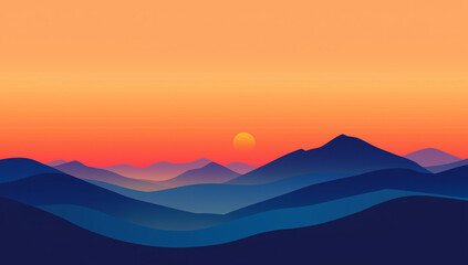 Fototapeta premium Abstract vector background with a colorful gradient of orange, blue, and red colors, in a minimalistic style with simple shapes.