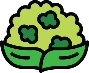 Simple icon illustration of romanesco broccoli florets growing