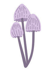 Hand drawn poisonous mushroom in flat style. Spooky design for Halloween isolated on white background. Vector toadstool fungus. Good for decoration, stickers, logo