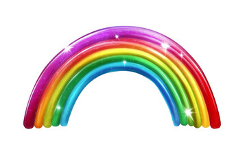 Colorful rainbow arc with vibrant hues against a white background.