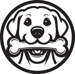 dog head with bone vector style illustration image