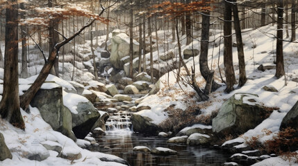 Obraz premium the esteem of the snow-covered forests and valleys