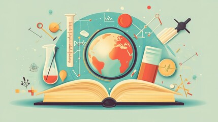 International Day of education background, the theme of the Earth, doctor's cap, books holiday publicity illustrations,AI generated.