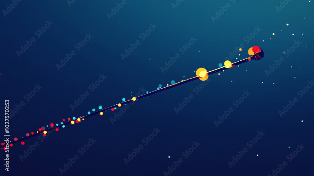 Poster colorful abstract design illustrating dynamic movement and energy in a dark background environment