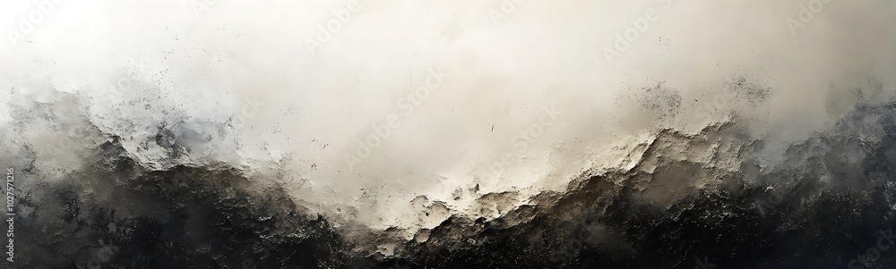 Poster A serene landscape blending mountains and mist, creating a tranquil atmospheric effect with soft colors and textures.