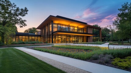 Regional architecture that combines traditional forms with modern functionality in a national building.
