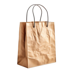 Crinkled paper shopping bag on a white isolated background.