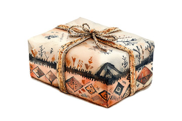 Small antique wooden box isolated on a white background, featuring a vintage design suitable for gifts, jewelry, or decorative purposes