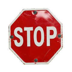Red octagonal stop sign on a white isolate background.