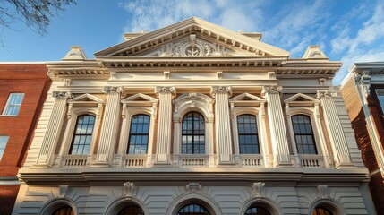 The revival of classical architectural styles in a contemporary national landmark, blending old and new.