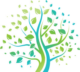 The tree in blue and green colors