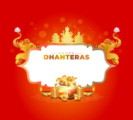 Naklejka premium Happy Dhanteras. Festival of india celebration background.