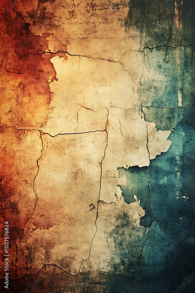 Aufkleber An abstract textured background featuring a gradient of earth tones, with visible cracks and peeling paint, creating an aged and worn appearance.