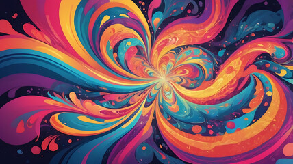 Fototapeta premium Psychedelic Abstract Background with Swirling Kaleidoscopic Patterns and Glossy Texture