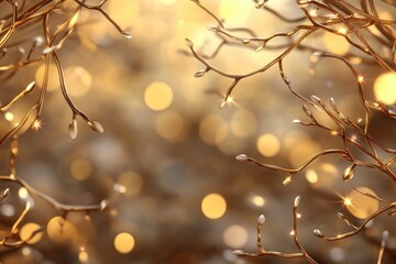 Sparkling Lights and Twinkling Branches Capture the Magic of the Festive Season with this Captivating Image This Enchanting Photograph Boasts Warm, Golden Hues that Radiate Joy and Excitement