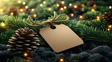 Warm and Cozy Christmas Gift Tag with Twinkling Lights, Perfect for Your Holiday Decor or Greeting Card