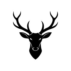 minimalistic logo style deer head vector silhouette on white background