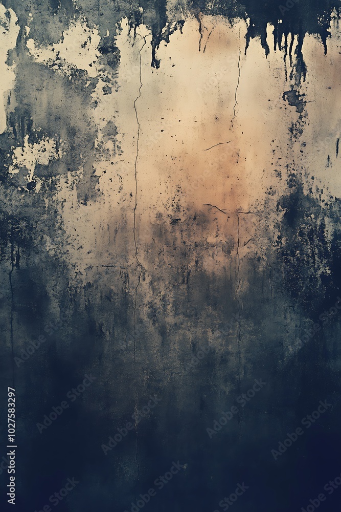 Leinwandbilder a textured wall with dark, dripping patterns blends earthy tones, creating an abstract and moody atm