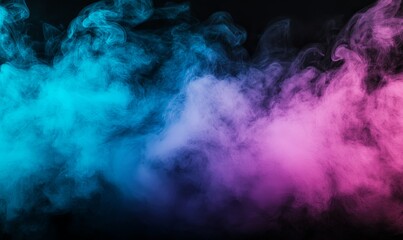 Abstract blue and pink smoke on a black background.