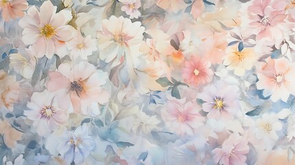 Watercolor Painting of Delicate Pink and White Flowers