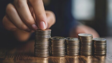 A close-up of hands stacking coins, symbolizing financial growth and business expansion
