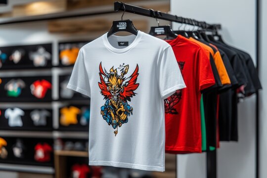 Custom-designed t-shirt being printed, with the customerâ€™s chosen graphic and personalized message appearing on the fabric, ready for a unique look