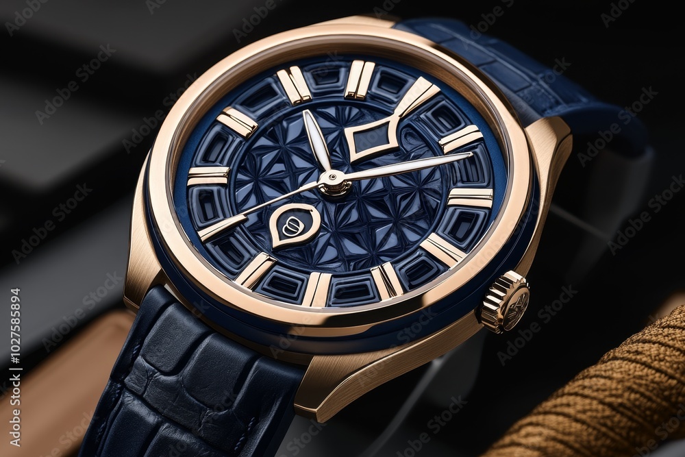 Poster customer designing a custom watch face, selecting different dial colors, hand styles, and strap mate