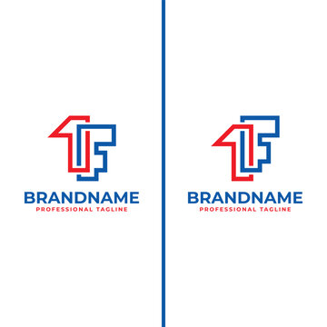 Letters 1F or F1 Monogram Line Logo, for Business with 1F or F1 Initials