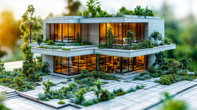 B&acirc;timent d'habitation &eacute;cologique durable v&eacute;g&eacute;talis&eacute;