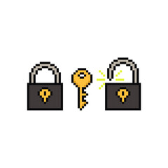 padlock key icon pixel art