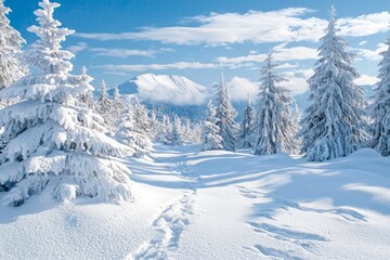Winter season background with full of snow