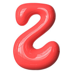 Bubble Letter Z Font Red 3D Render