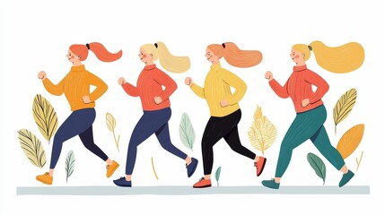 Group of women participating in a fun run, exercise as a communal activity for the prevention of chronic diseases