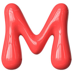 Bubble Letter M Font Red 3D Render